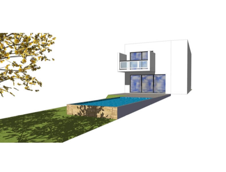 Maison avec piscine sur terrain étroit